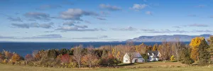 Images Dated 21st October 2017: Canada, Quebec, Careys Hill. Elevated landscape with barn by the Baie des Chaleurs