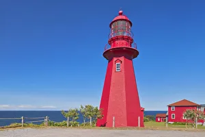 Canada, Quebec, La Martre. Lighthouse on the shore of St. Lawrence River