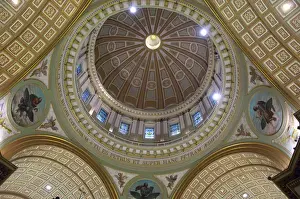 Images Dated 5th December 2009: Canada, Quebec, Montreal. Cathedrale Marie-Reine-du-Monde ornate ceiling