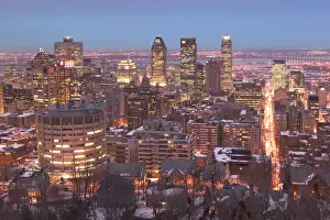 Mount Royal Prints: Canada-Quebec-Montreal: City Skyline-View From Mount Royal Evening / Winter