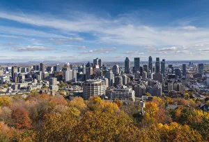 Skyline Prints: Canada, Quebec, Montreal. Elevated city skyline from Mount Royal