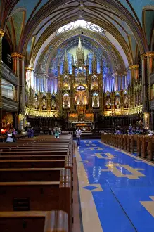 Crucifix Prints: Canada, Quebec, Montreal. Interior of Notre Dame Basilica of Montreal (aka Basilique