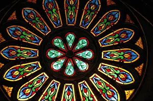 Notre Dame Prints: Canada, Quebec, Montreal. Interior stained glass of Notre Dame Basilica of Montreal