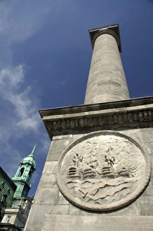 Canada, Quebec, Montreal. Jacques Cartier Square, Nelson column, & City Hall in distance