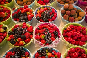 Canada, Quebec, Montreal. Little Italy, Marche Jean Talon Market, berries