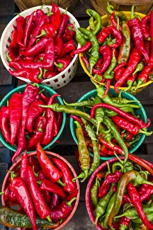 Canada, Quebec, Montreal. Little Italy, Marche Jean Talon Market, peppers