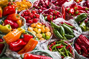 Canada, Quebec, Montreal. Little Italy, Marche Jean Talon Market, peppers