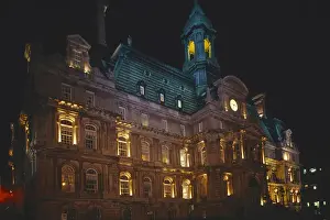 Hotel De Ville Prints: Canada, Quebec, Montreal, Montreal City Hall (Hotel de Ville) at night