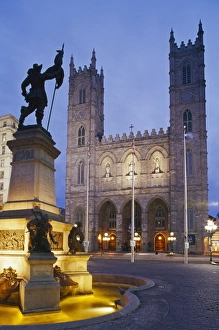 Images Dated 11th May 2011: Canada, Quebec, Montreal, Place d Armes Square, Notre-Dame Basilica and Maisonneuve