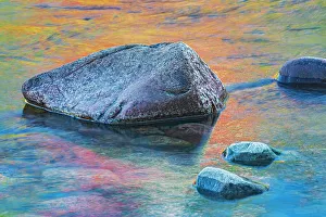 Images Dated 23rd May 2022: Canada, Quebec, Parc National du Fjord-du-Saguenay. Rock and reflections in Saguenay River