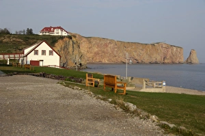 Canada, Quebec, Perce. St. Lawrence River, Perce Rock. IMAGE RESTRICTED: Not available
