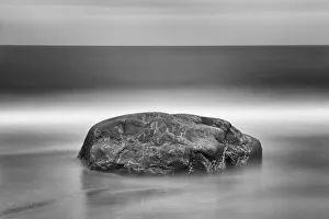 Canada, Quebec, Pointe-aux-Anglais. Rock on shore of Gulf of St. Lawrence