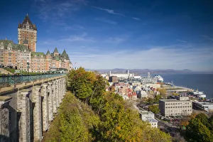Terrace Prints: Canada, Quebec, Quebec City. Chateau Frontenac, Terrase Dufferin and old lower town