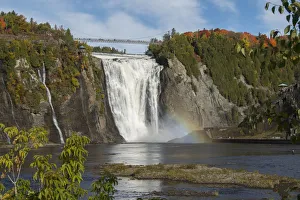 Rainbow Prints: Canada, Quebec, Quebec City. Montmorency Falls at the mouth of the Montmorency River