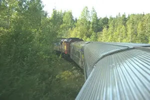 Canada, Quebec. VIA Rail Canada train The Chaleur between Montreal & Gaspesie
