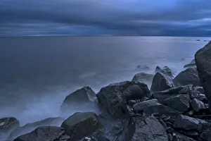 Images Dated 30th March 2018: Canada, Quebec, Ruisseau Castor. Waves crashing along the shoreline along the Gulf of St
