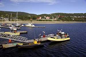 Tadoussac Prints: Canada, Quebec, Tadoussac, Baie de Tadoussac. Whale watching boats. IMAGE RESTRICTED