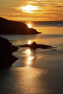 Tadoussac Prints: Canada, Quebec, Tadoussac. Saguenay River at sunrise