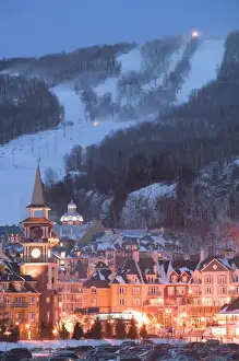 Images Dated 27th January 2005: Canada Quebec-The Laurentians: Mont Tremblant Ski Village-Ski Village View / Evening