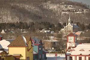 Images Dated 27th January 2005: Canada-Quebec-The Laurentians: St. Sauveur des Monts-Town Church from Shopping Village