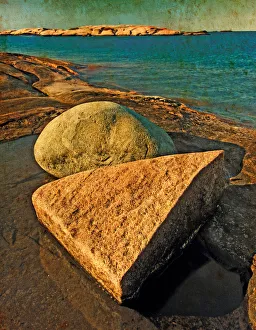 Manipulated Prints: Canada. Rocks and lake water. Credit as: Mike Grandmaison / Jaynes Gallery / DanitaDelimont