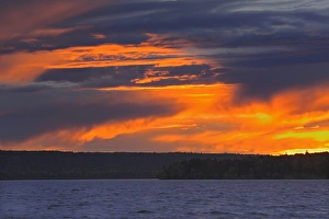 Images Dated 27th September 2011: Canada, Saskatchewan, Prince Albert National Park. Storm on Waskesiu Lake. Credit as