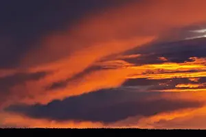 Saskatchewan Prints: Canada, Saskatchewan. Storm over Prince Albert National Park at sunset. Credit as