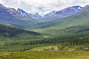 Yukon Prints: Canada, Yukon Territory. Landscape of Tombstone Range and North Klondike River. Credit as
