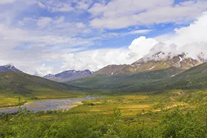 Yukon Prints: Canada, Yukon Territory. Landscape of Tombstone Range and North Klondike River. Credit as