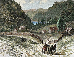 Cart Prints: Canadian landscape in the eighteenth century. Nineteenth-century colored engraving