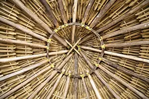 Handmade Prints: Cancun, Quintana Roo, Mexico - Radial pattern woven with natural fibers. Horizontal shot