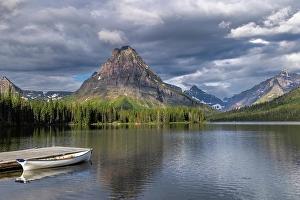 Images Dated 26th September 2024: Canoe along Two Medicine Lake in Glacier National Park, Montana, USA. (Editorial Use Only)