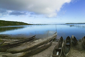Madagascar Prints: Canoes on the beach, Antananarivo, Madagascar