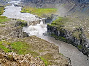 Nordurland Eystra Prints: Canyon Jokulsargljufur and river Jokulsa a Fjollum with waterfall Hafragilsfoss in Vatnajokull National Park