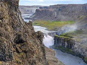 Nordurland Eystra Prints: Canyon Jokulsargljufur and river Jokulsa a Fjollum with waterfall Hafragilsfoss in Vatnajokull National Park