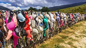The Cardrona Bra Fence (Bradrona) supporting breast cancer, Otago, South Island