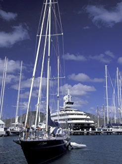 Images Dated 13th July 2004: Caribbean, Antigua, Barbuda, English Harbour. Morning view of yacht harbor