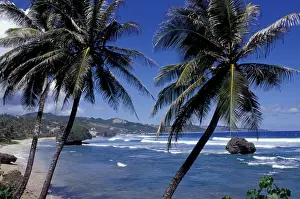 Shoreline Prints: CARIBBEAN, Barbados, St Joseph Parish View of the rock formations at Bathsheba