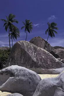 Images Dated 6th November 2003: CARIBBEAN, British Virgin Islands, Virgin Gorda Rock formations in the sand of