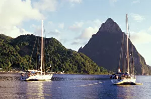 Caribbean, BWI, St. Lucia, Caribbean Pitons