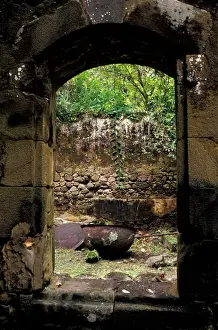 Dilapidated Prints: Caribbean, BWI, St. Lucia, French Mill ruins at Anse Mamin, Anse Chastenet