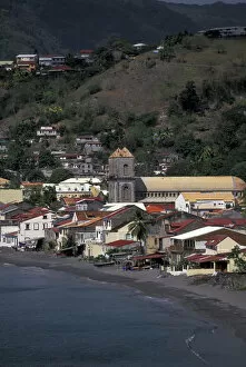 Images Dated 14th January 2004: Caribbean, French West Indies, Martinique, Sainte-Pierre View of town church