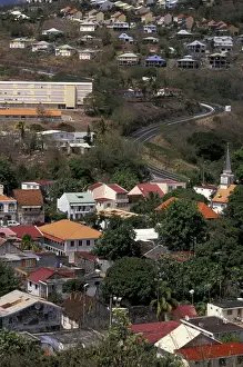 Images Dated 14th January 2004: Caribbean, French West Indies, Martinique; Case Pilote Aerial view of fishing town