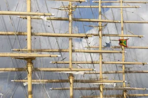 Caribbean, Grenada. Masts of the Royal Clipper cruise ship