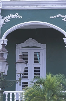 Caribbean, Netherland Antilles, Curacao, Willemstad Colorful buildings and detail