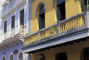 Old San Juan Prints: CARIBBEAN, Puerto Rico, Old San Juan Colorful old buildings with balconies