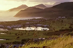 Peter Skinner Prints: Caribbean, St. Kitts. North Frigate Bay golf course and hotels at sunrise