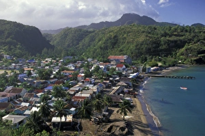 Caribbean, St. Lucia, Anse La Raye. Town view