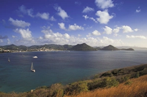 Pigeon Point Prints: Caribbean, St. Lucia, Rodney Bay. View of Rodney Bay from Pigeon Point