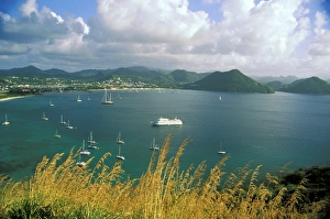 Watercraft Prints: Caribbean, St. Lucia, Soufriere, Rodney Bay. Boats in bay